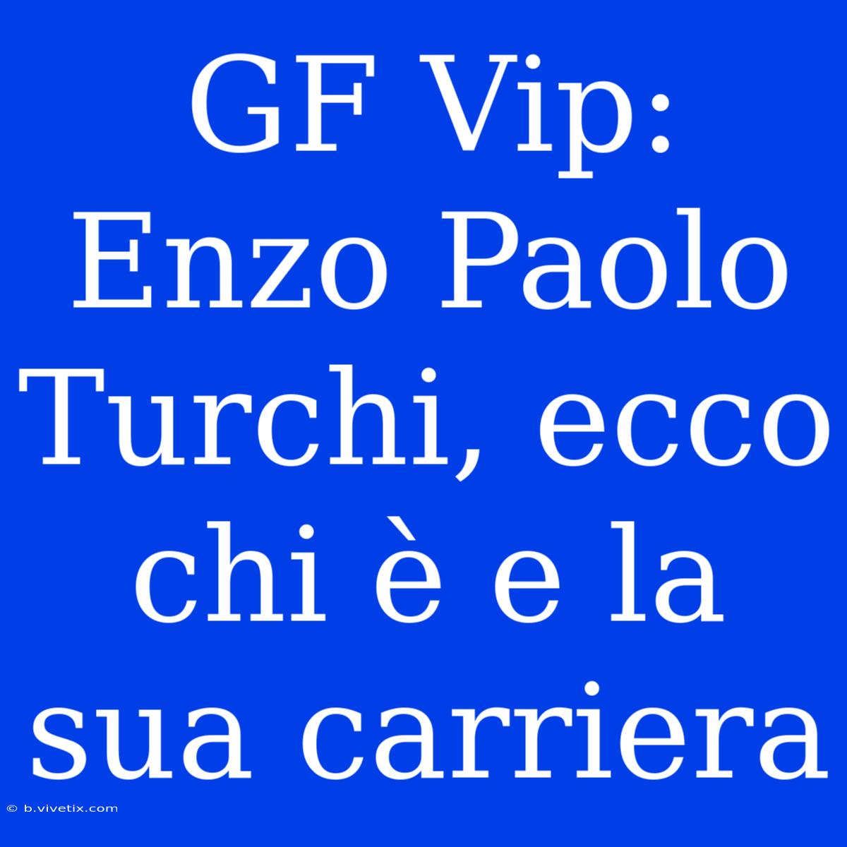 GF Vip: Enzo Paolo Turchi, Ecco Chi È E La Sua Carriera