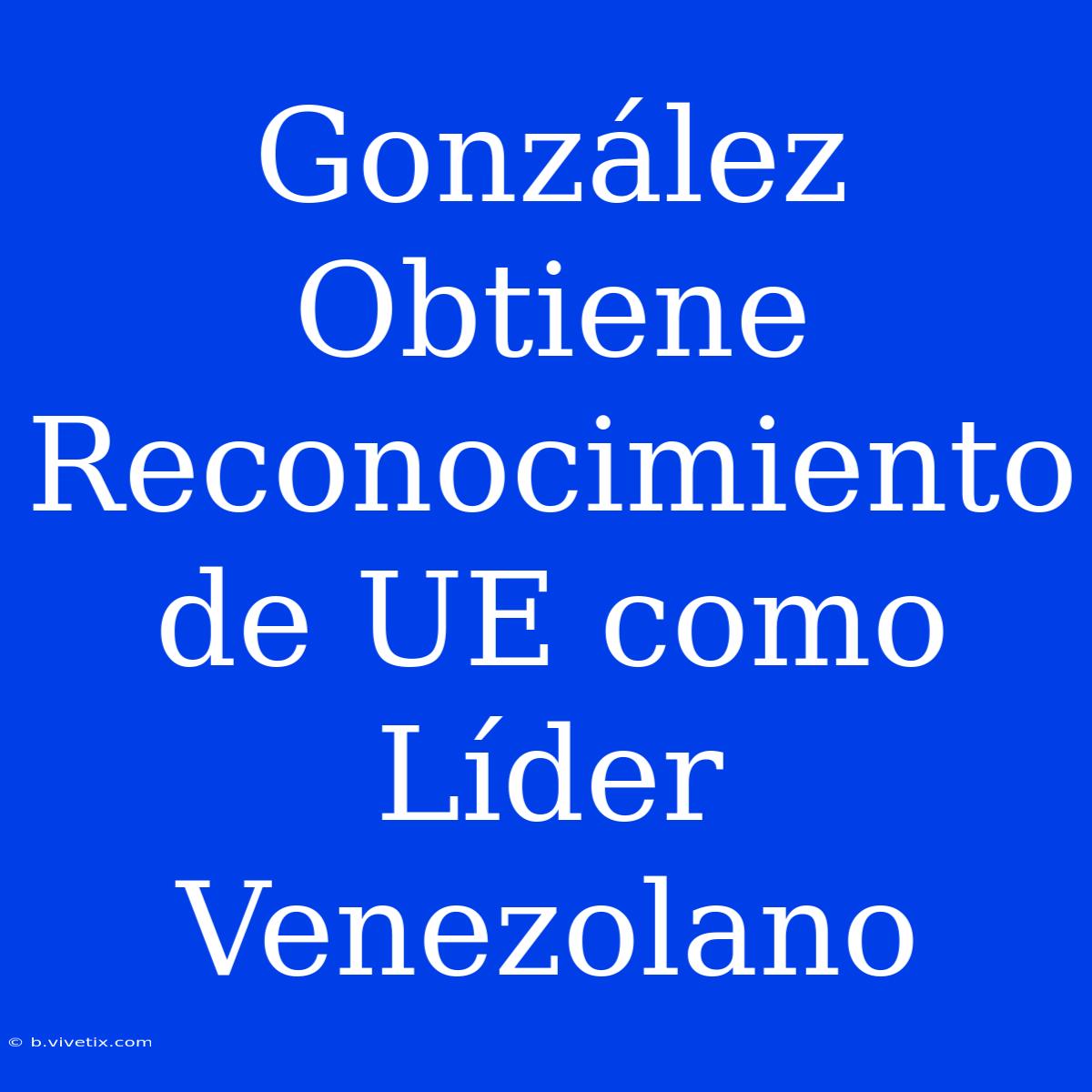 González Obtiene Reconocimiento De UE Como Líder Venezolano 