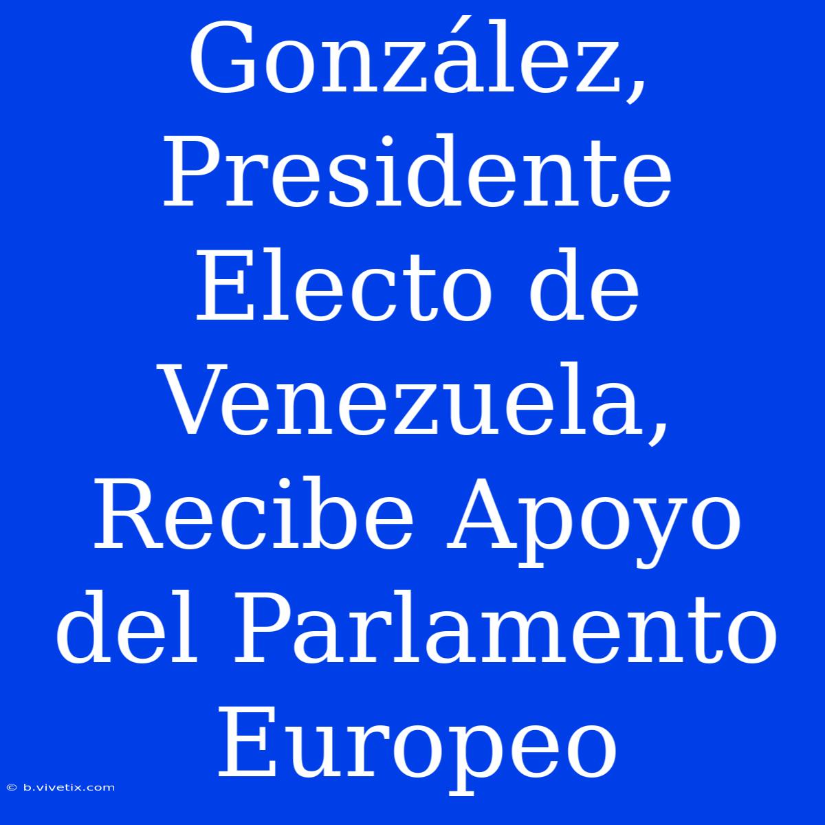 González, Presidente Electo De Venezuela, Recibe Apoyo Del Parlamento Europeo