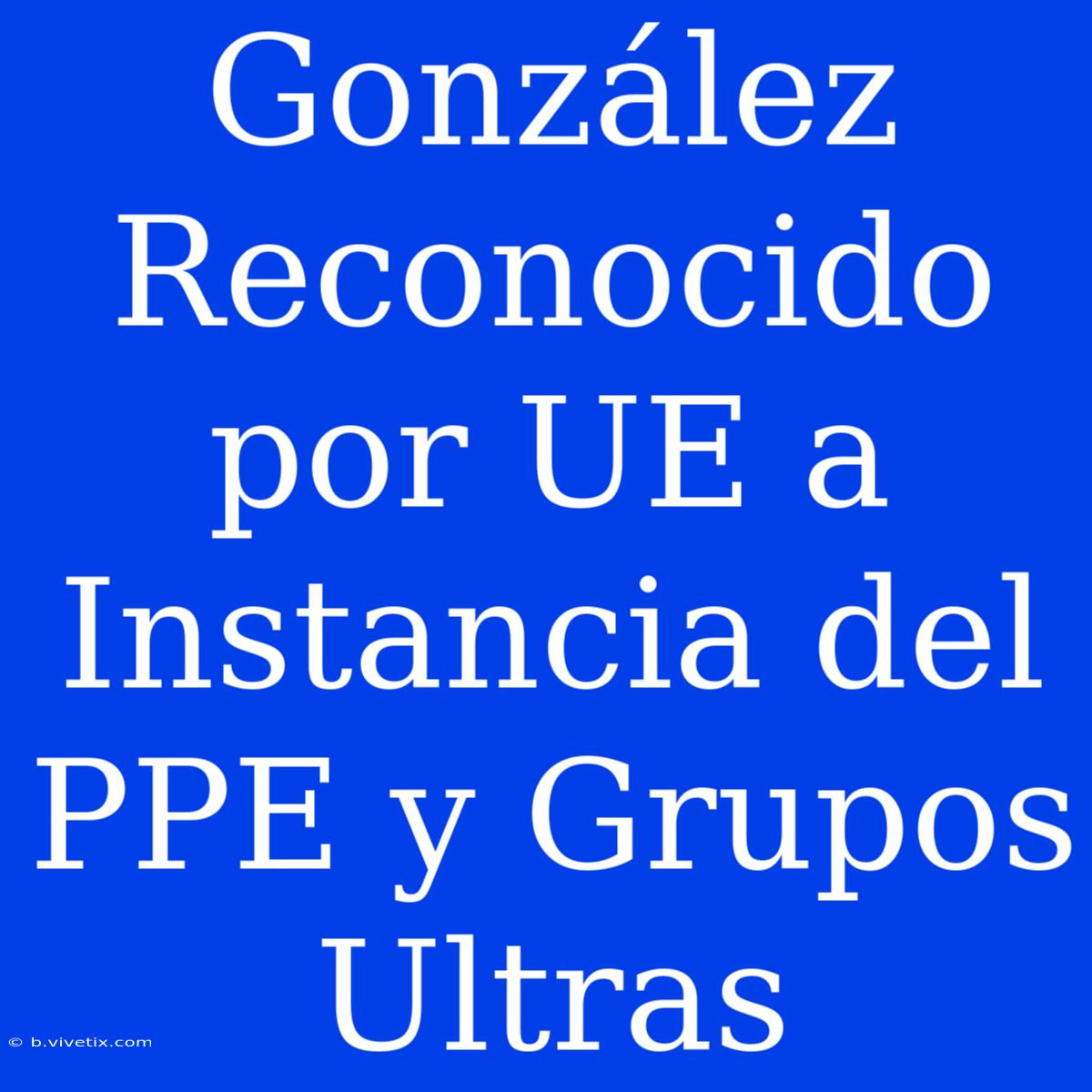 González Reconocido Por UE A Instancia Del PPE Y Grupos Ultras