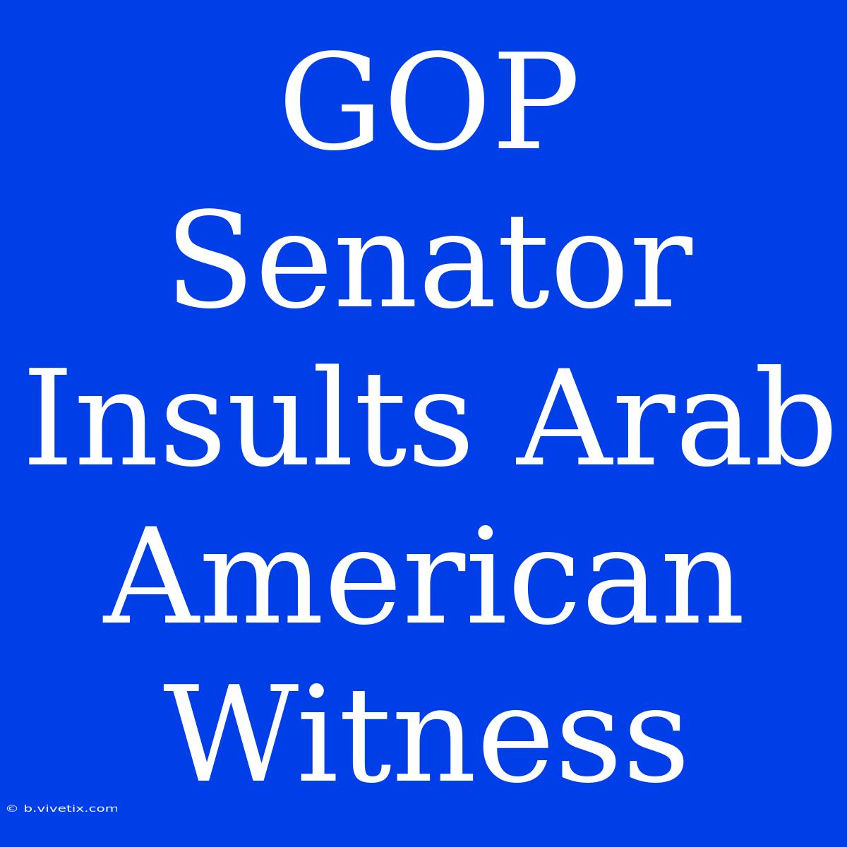 GOP Senator Insults Arab American Witness