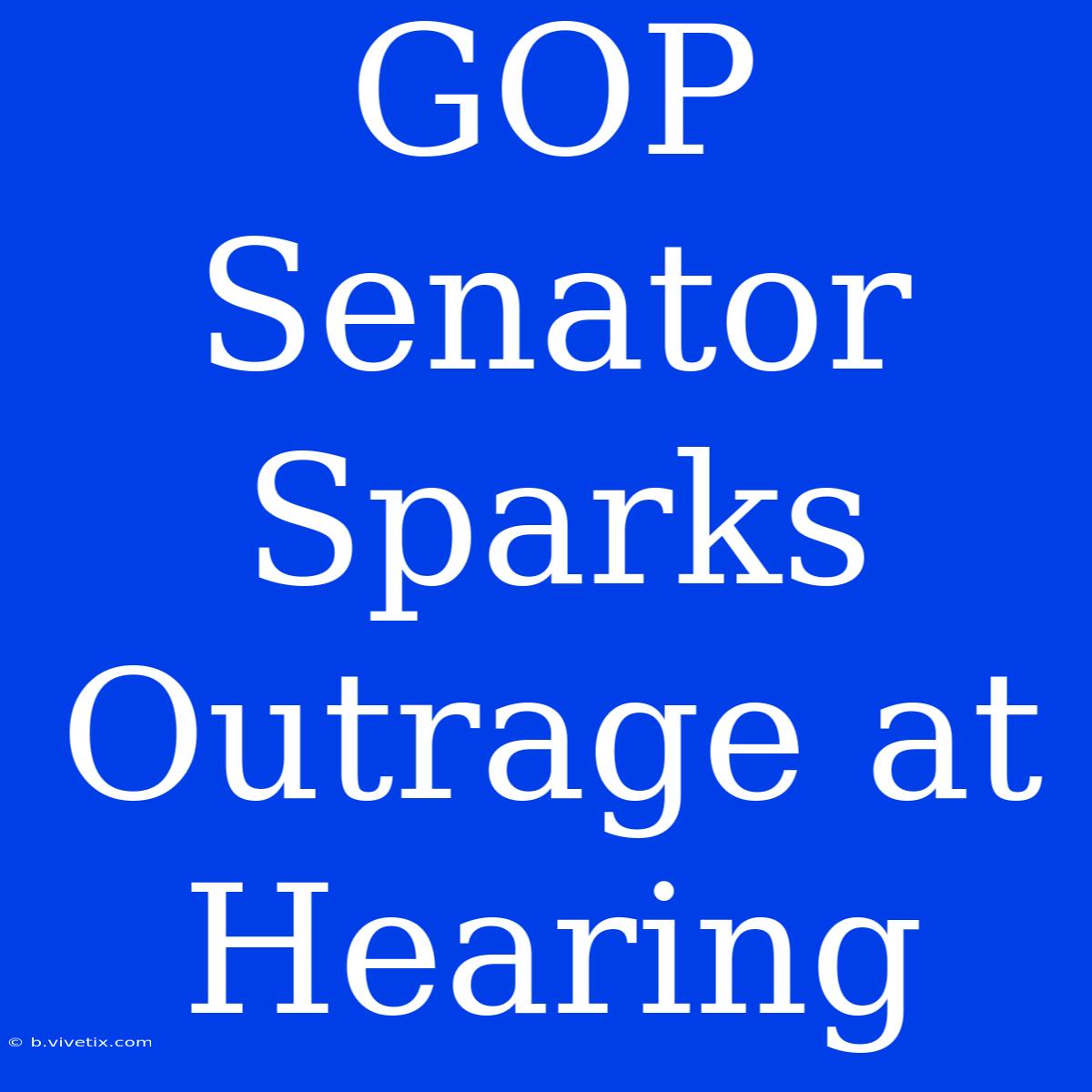 GOP Senator Sparks Outrage At Hearing