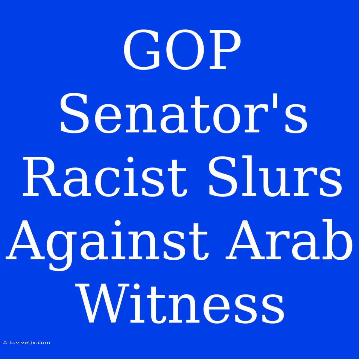 GOP Senator's Racist Slurs Against Arab Witness