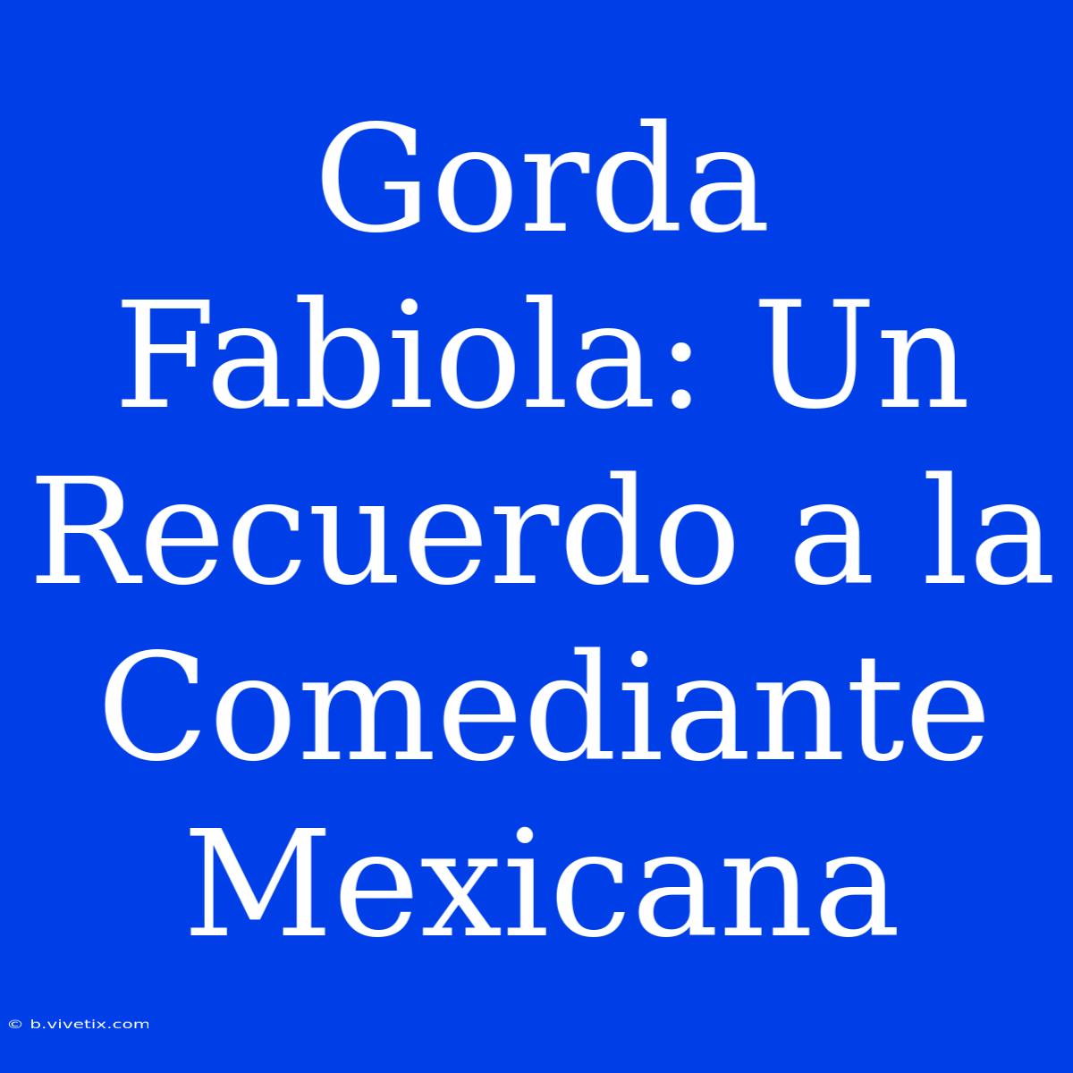 Gorda Fabiola: Un Recuerdo A La Comediante Mexicana