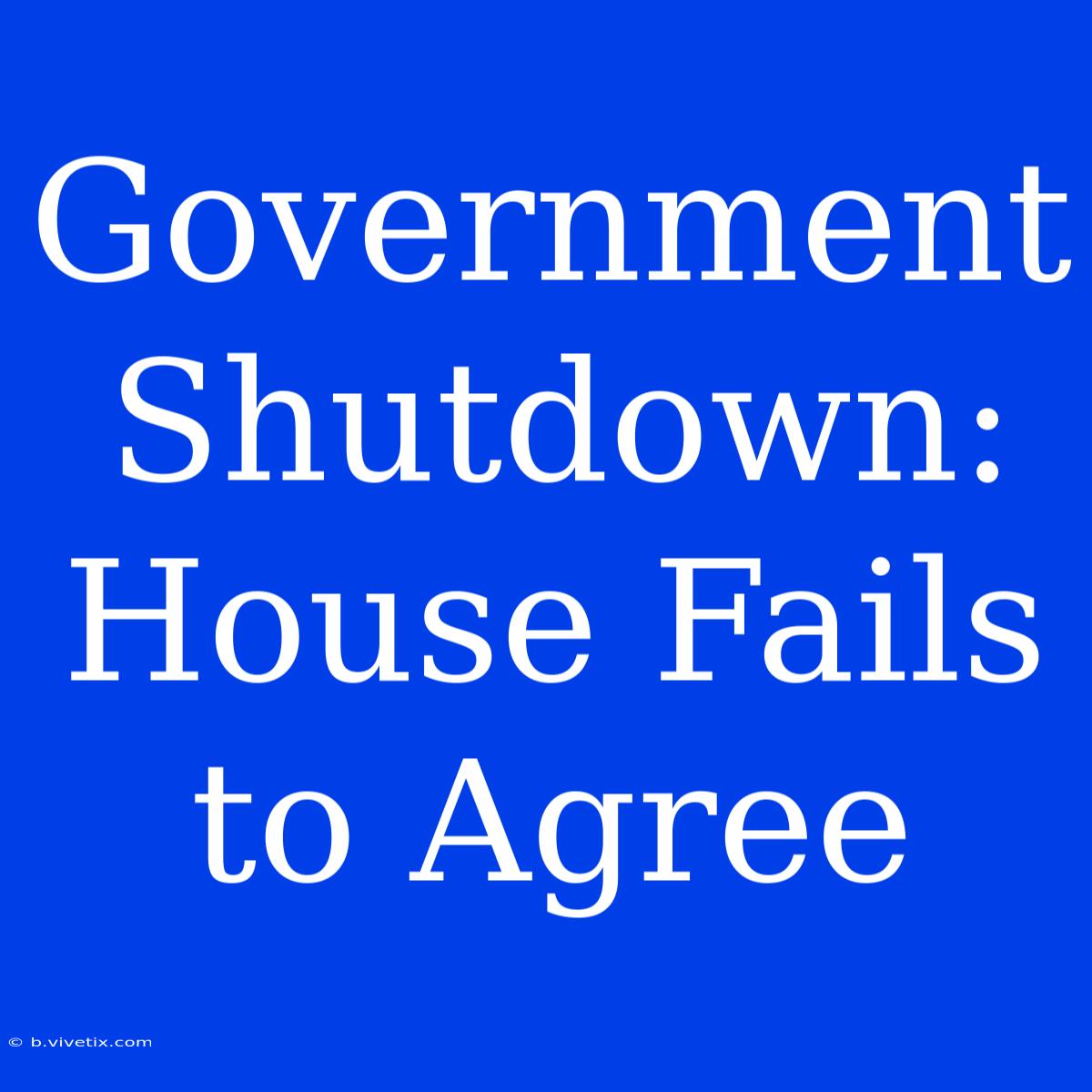 Government Shutdown: House Fails To Agree