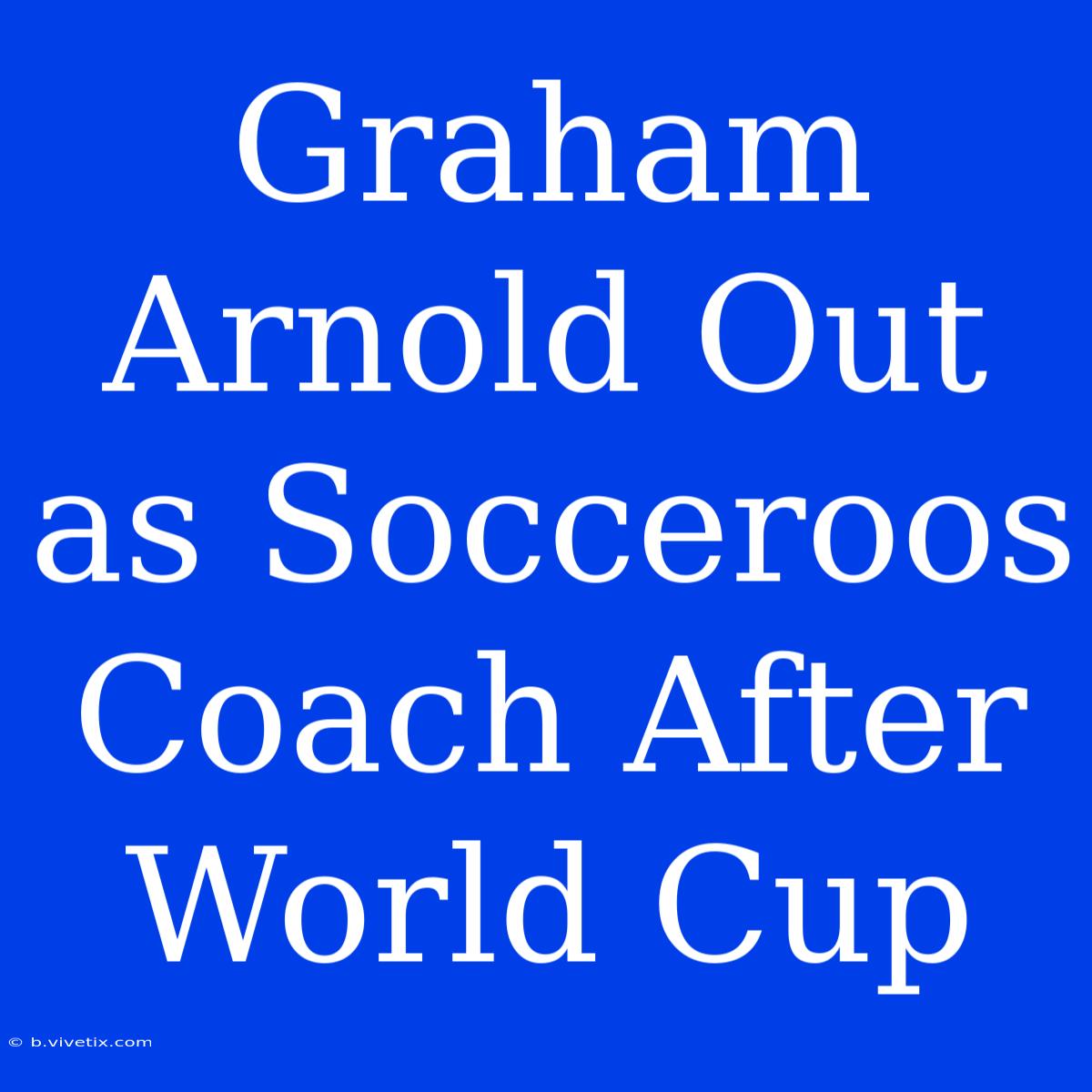 Graham Arnold Out As Socceroos Coach After World Cup