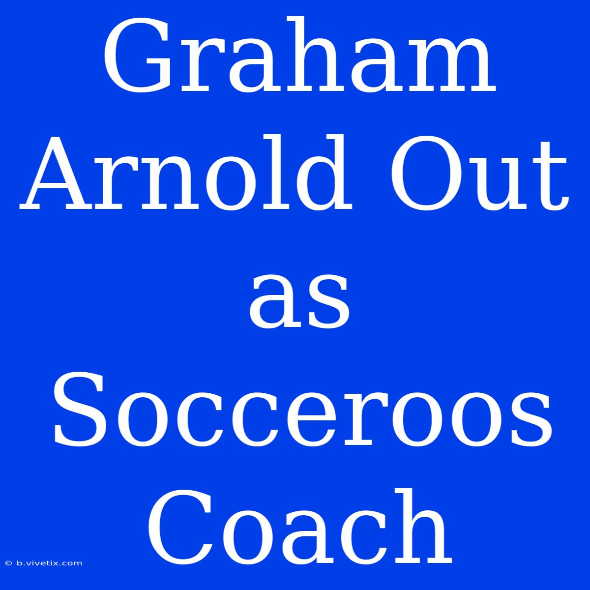 Graham Arnold Out As Socceroos Coach