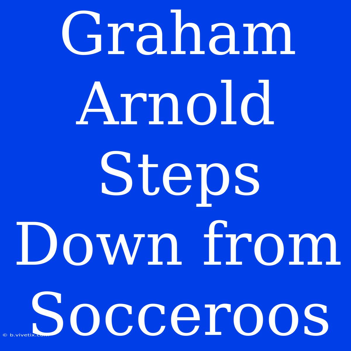 Graham Arnold Steps Down From Socceroos