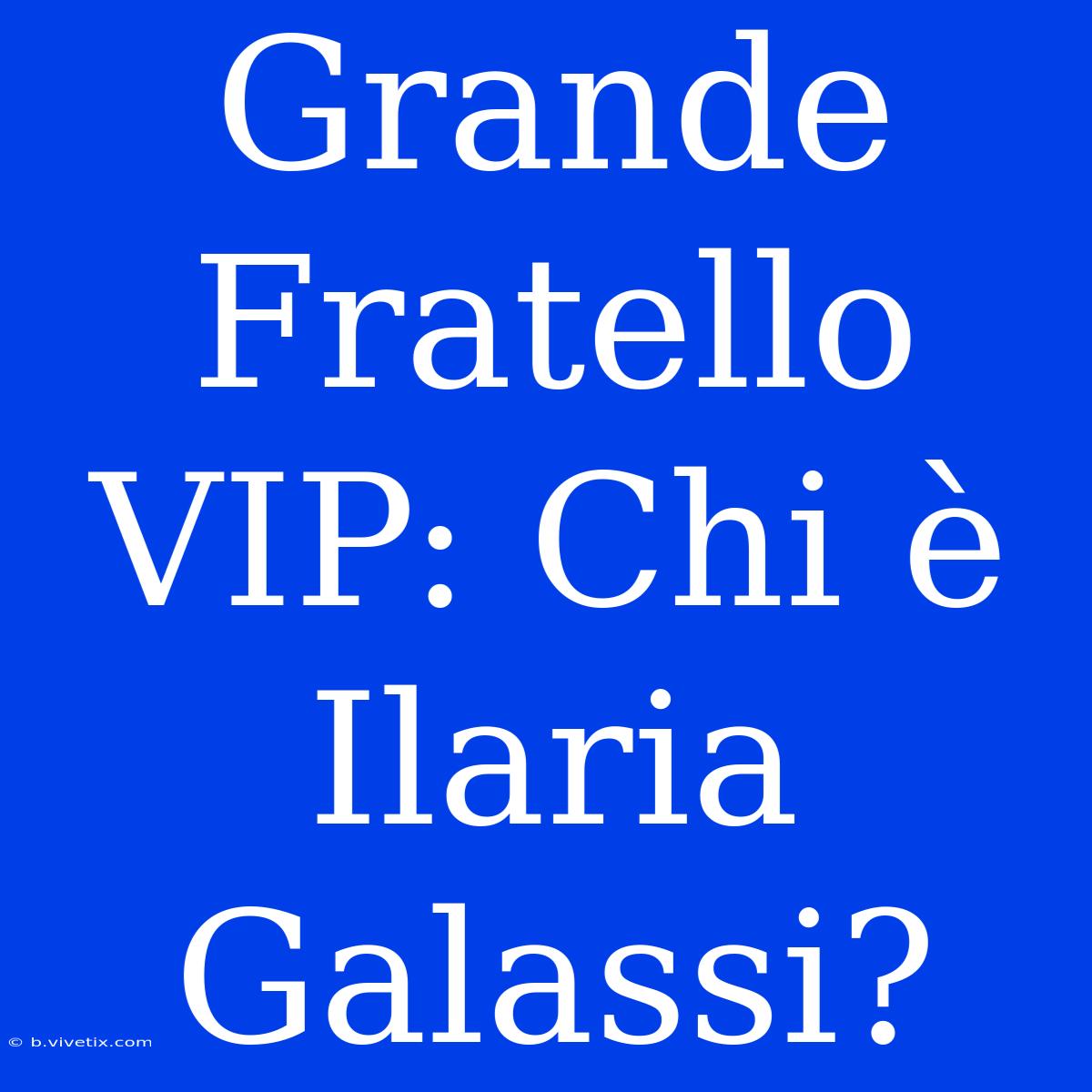 Grande Fratello VIP: Chi È Ilaria Galassi?