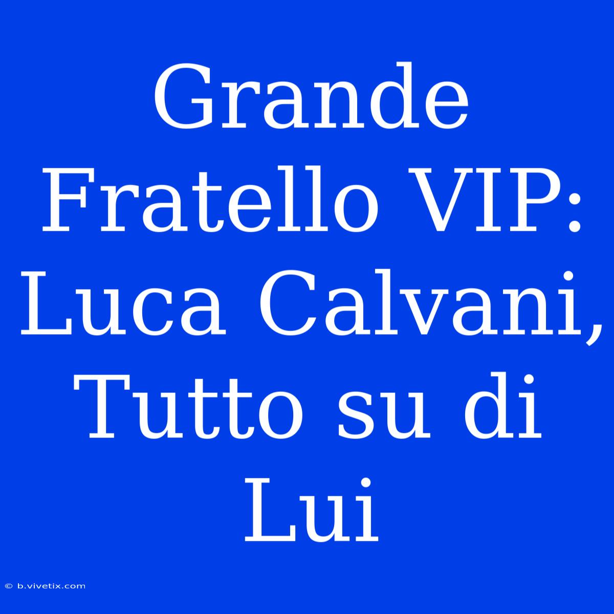 Grande Fratello VIP: Luca Calvani, Tutto Su Di Lui