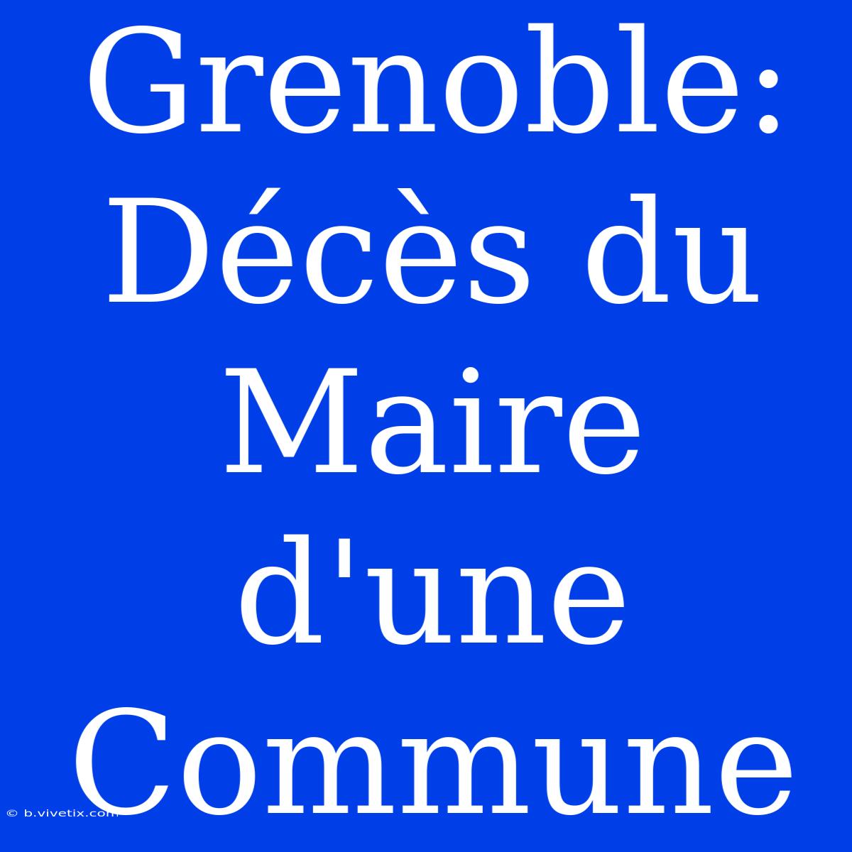 Grenoble: Décès Du Maire D'une Commune