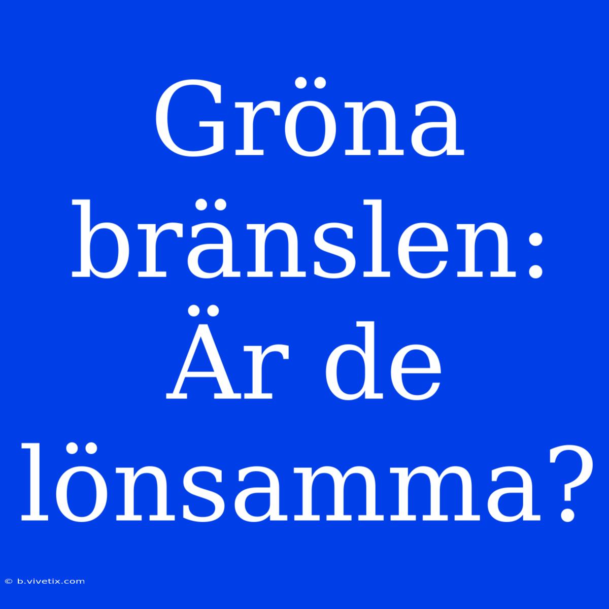 Gröna Bränslen: Är De Lönsamma?