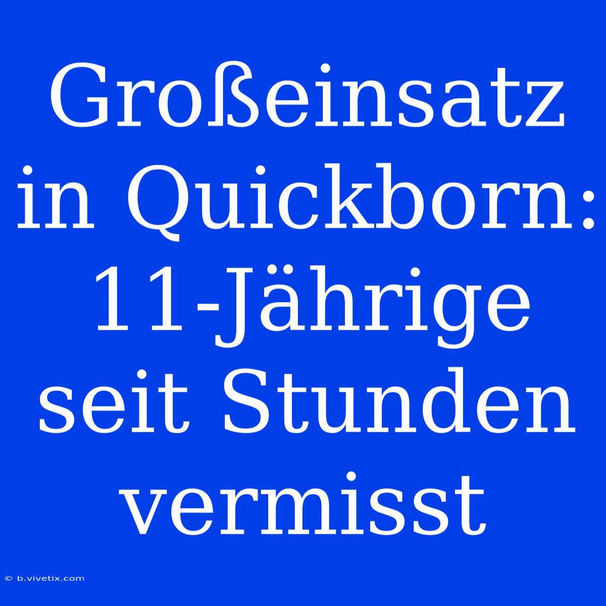 Großeinsatz In Quickborn: 11-Jährige Seit Stunden Vermisst