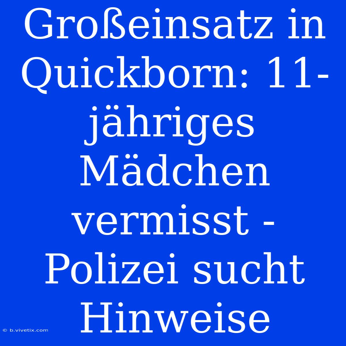 Großeinsatz In Quickborn: 11-jähriges Mädchen Vermisst - Polizei Sucht Hinweise