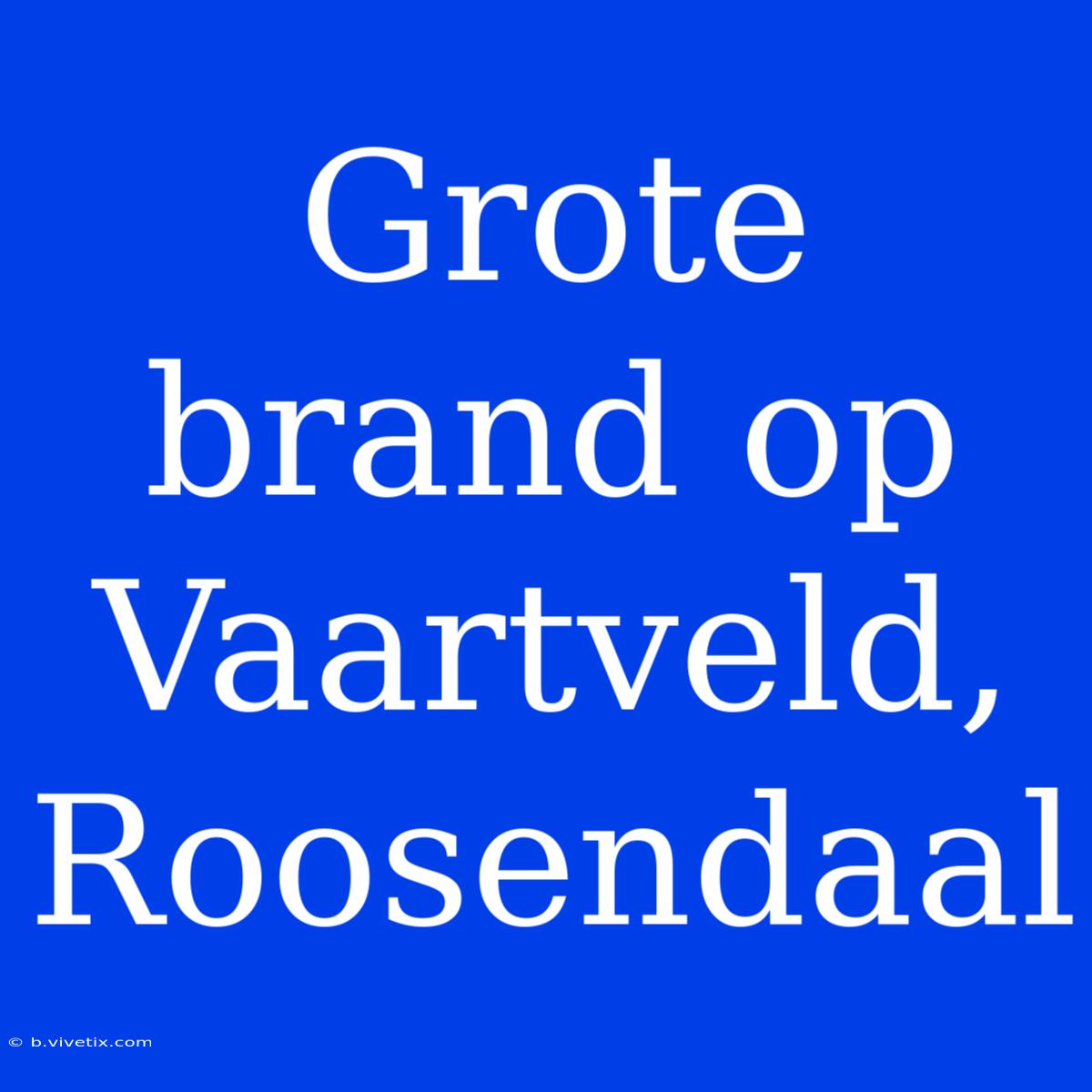 Grote Brand Op Vaartveld, Roosendaal