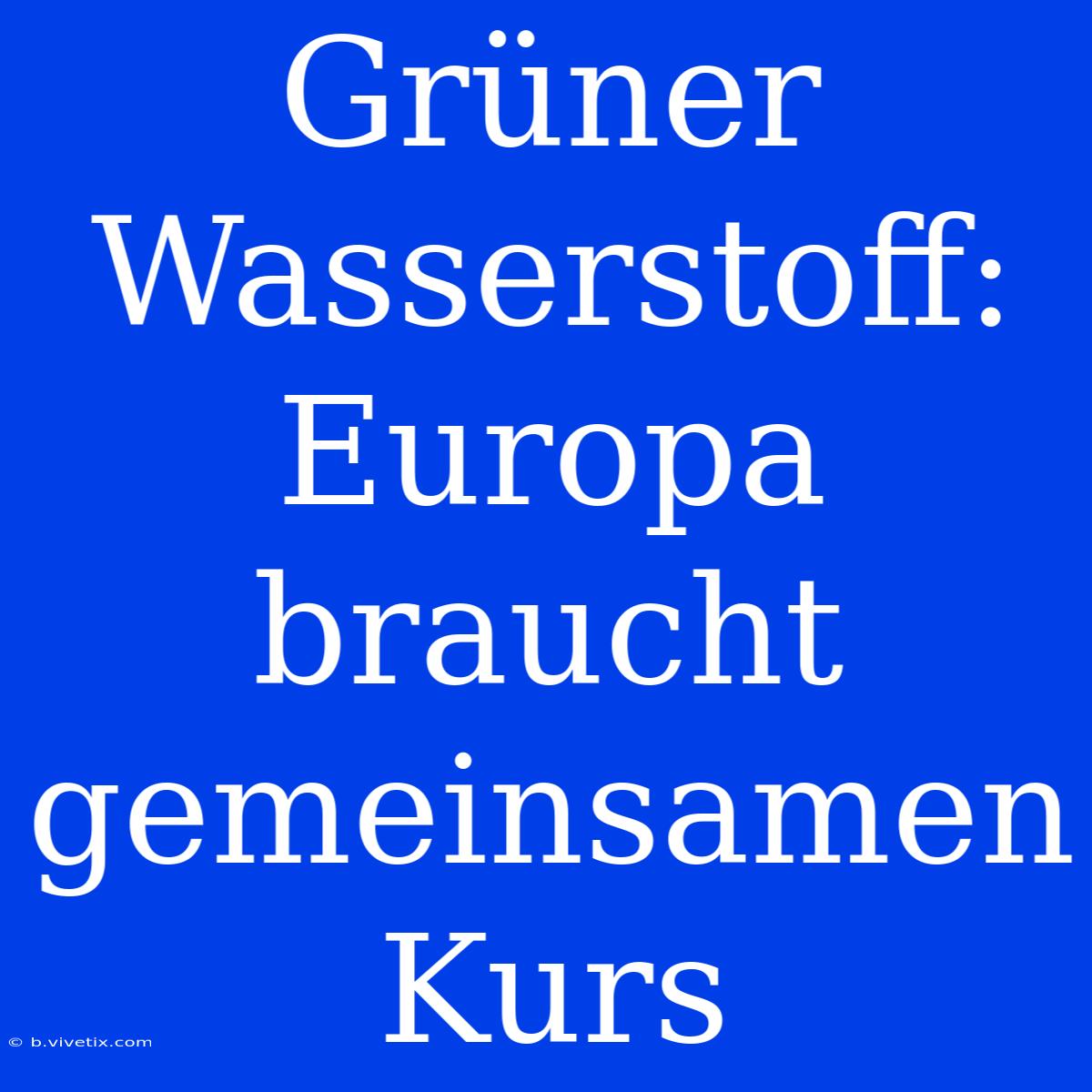 Grüner Wasserstoff: Europa Braucht Gemeinsamen Kurs 