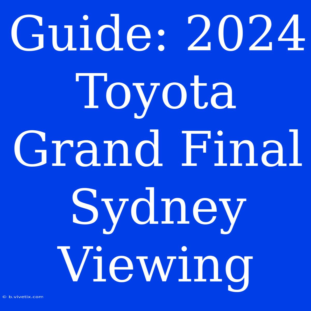 Guide: 2024 Toyota Grand Final Sydney Viewing