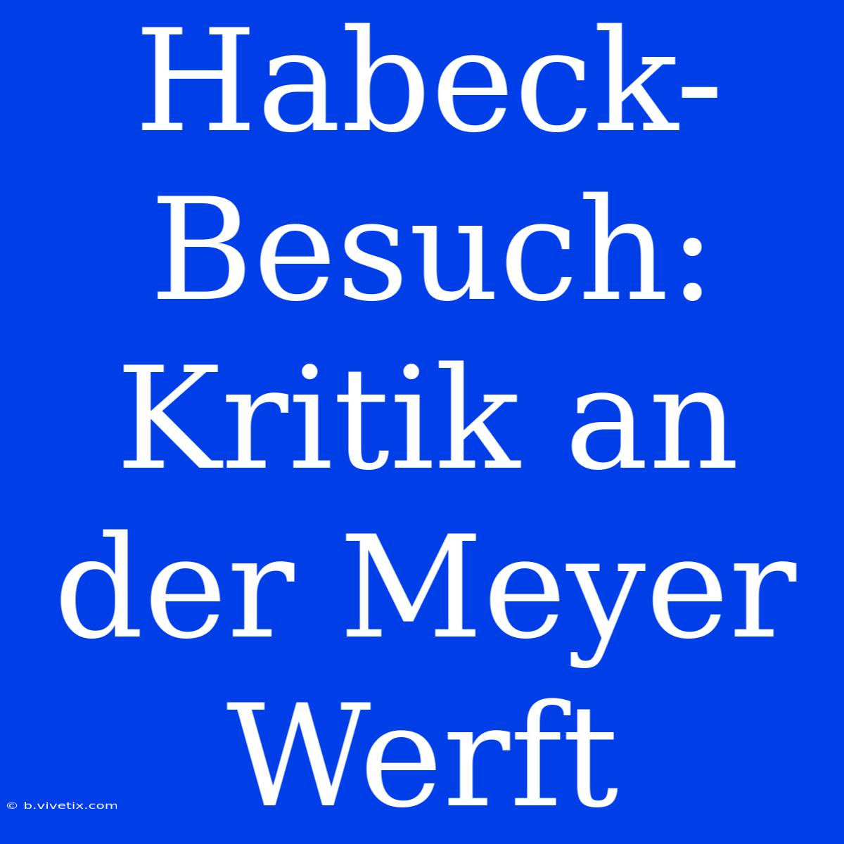 Habeck-Besuch: Kritik An Der Meyer Werft