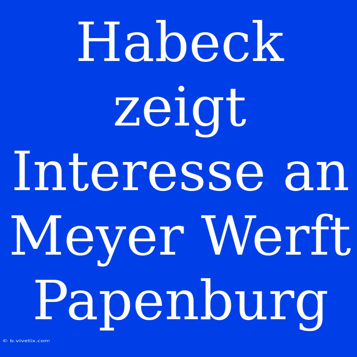 Habeck Zeigt Interesse An Meyer Werft Papenburg