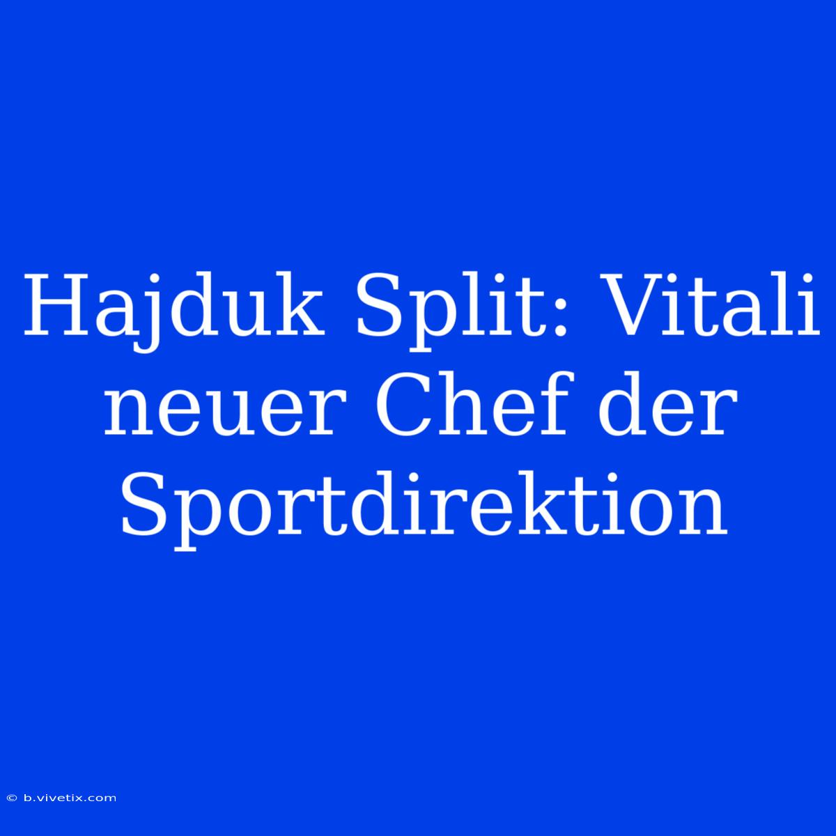 Hajduk Split: Vitali Neuer Chef Der Sportdirektion