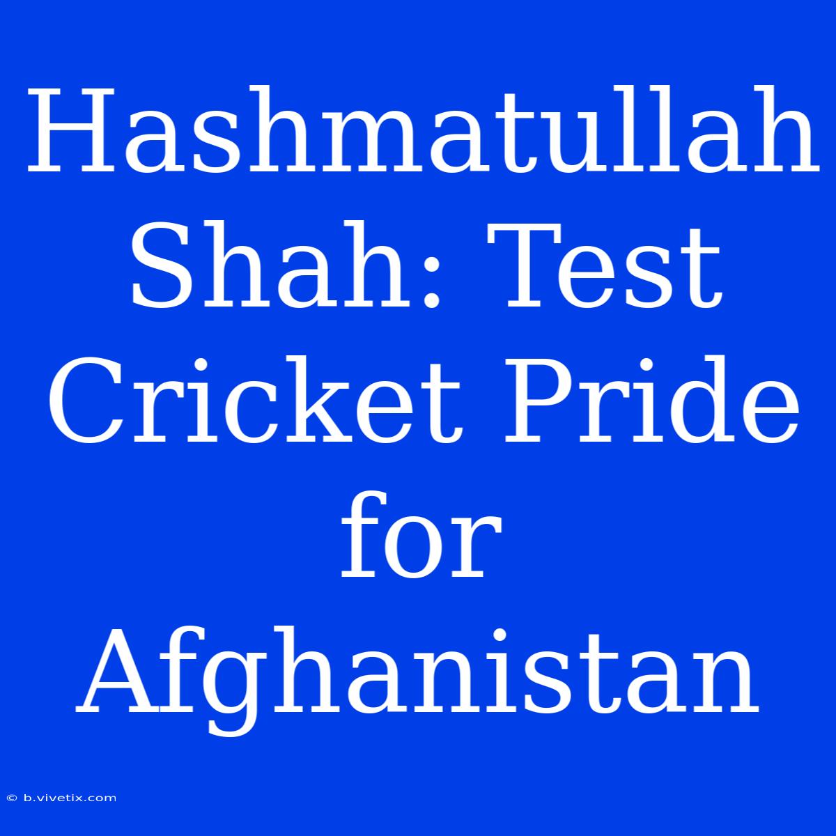 Hashmatullah Shah: Test Cricket Pride For Afghanistan