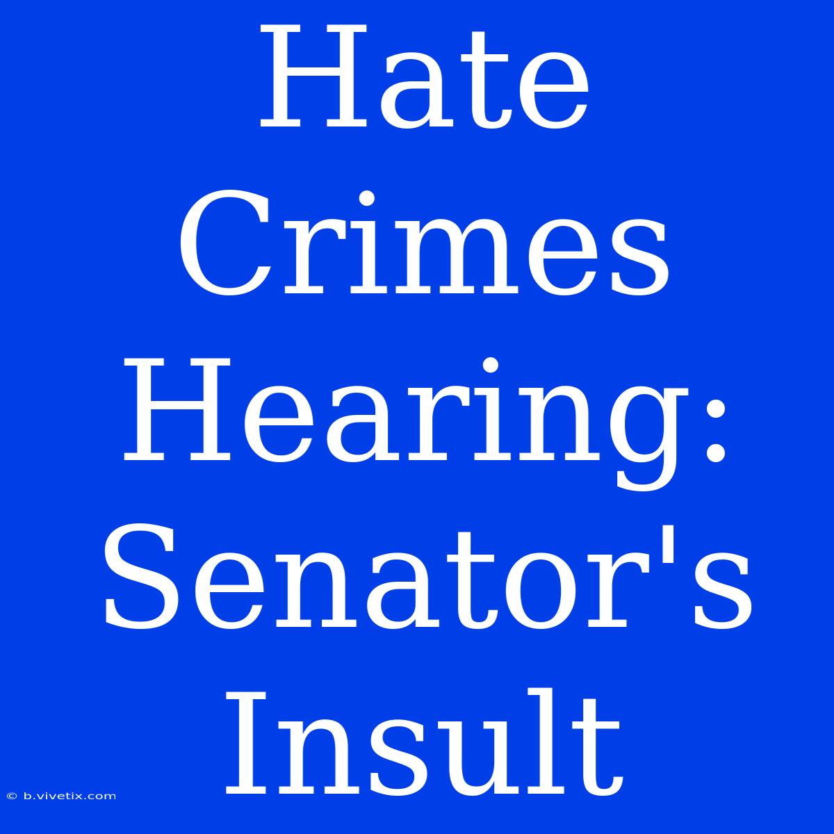 Hate Crimes Hearing: Senator's Insult 