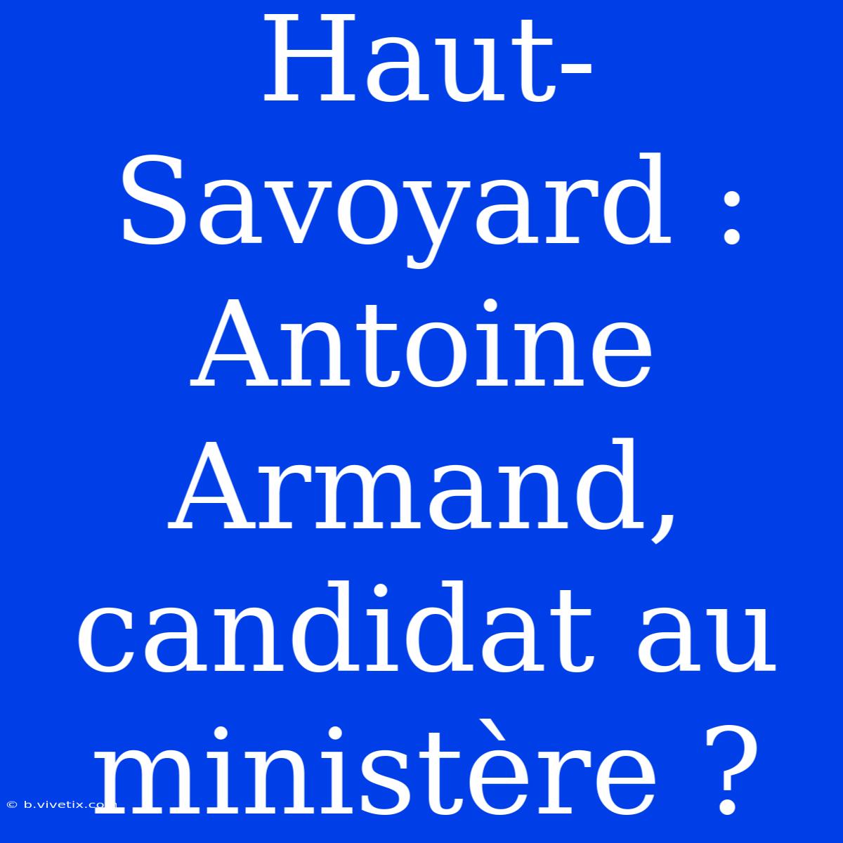 Haut-Savoyard : Antoine Armand, Candidat Au Ministère ?