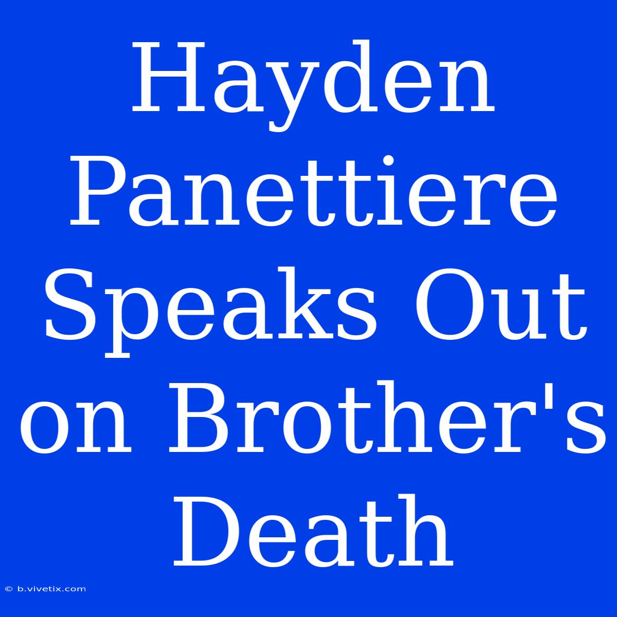 Hayden Panettiere Speaks Out On Brother's Death