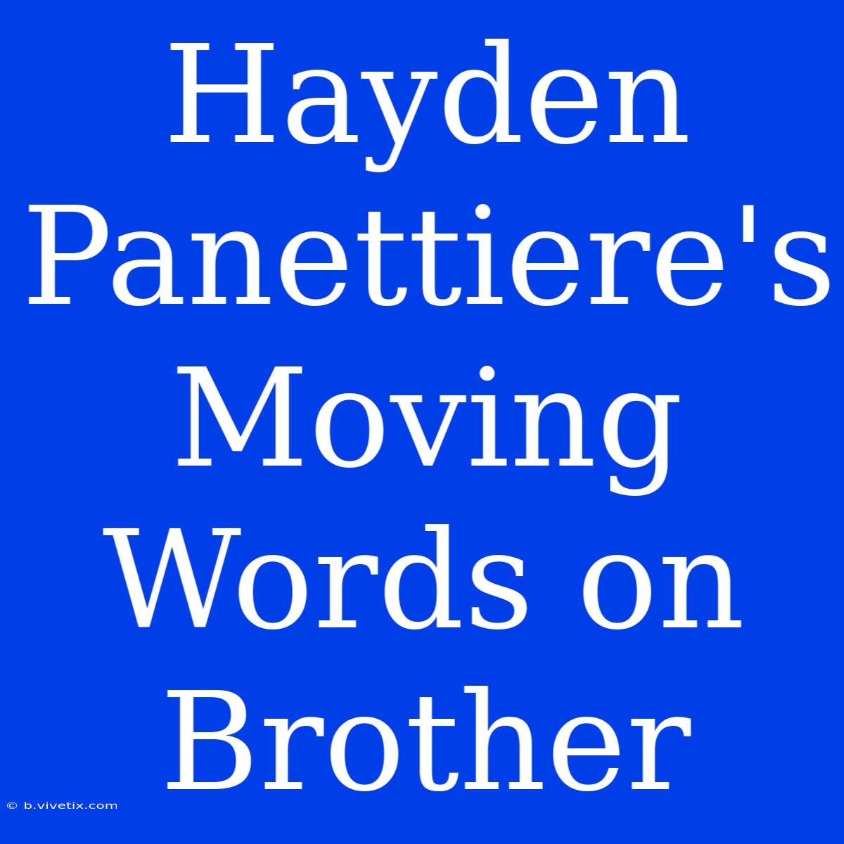 Hayden Panettiere's Moving Words On Brother