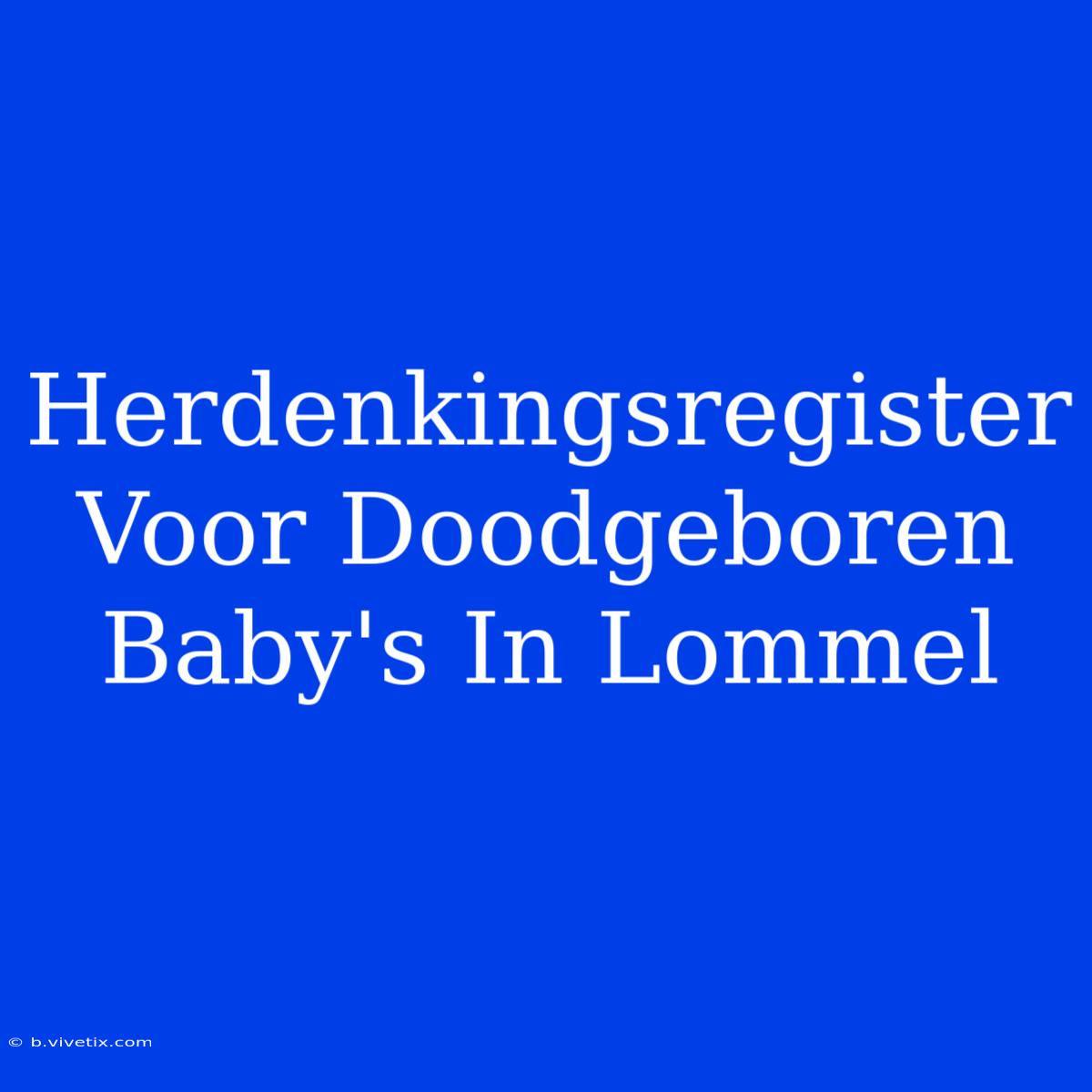 Herdenkingsregister Voor Doodgeboren Baby's In Lommel