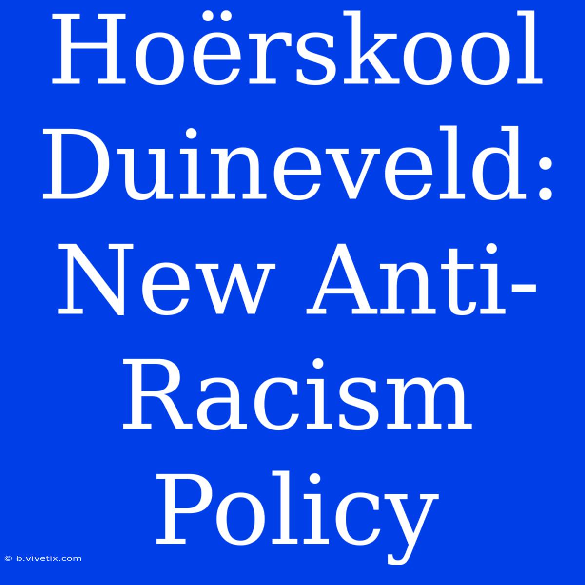 Hoërskool Duineveld:  New Anti-Racism Policy 