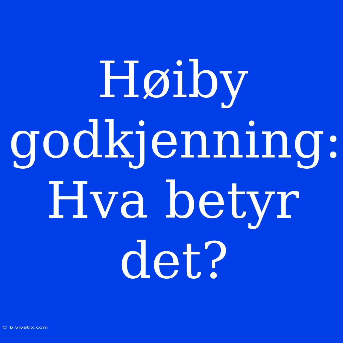 Høiby Godkjenning: Hva Betyr Det?