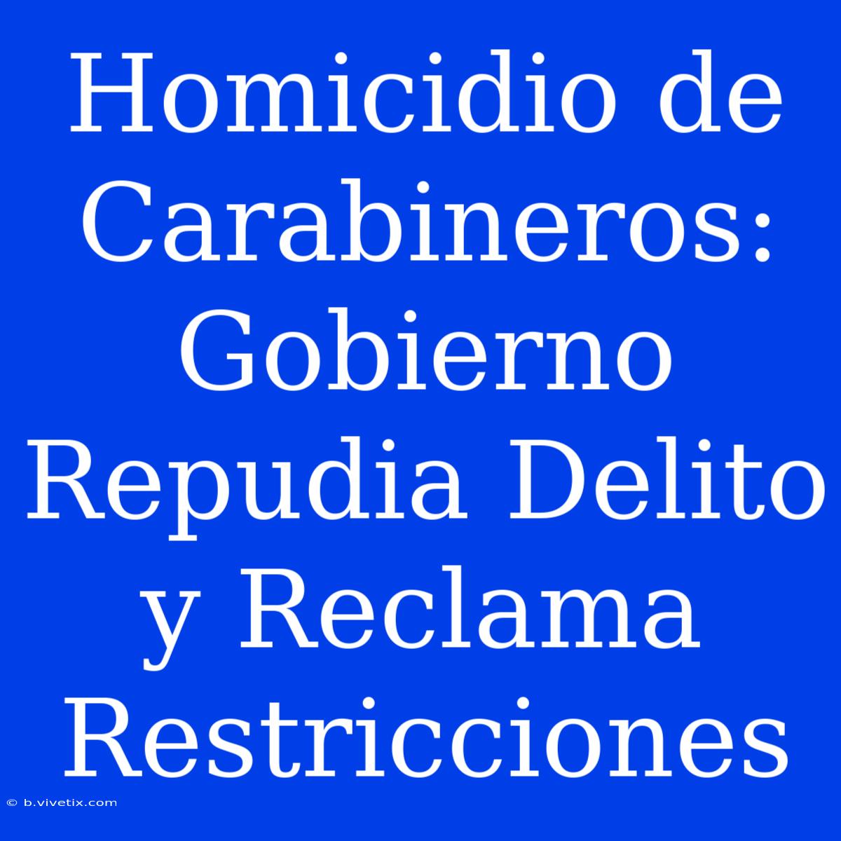 Homicidio De Carabineros: Gobierno Repudia Delito Y Reclama Restricciones