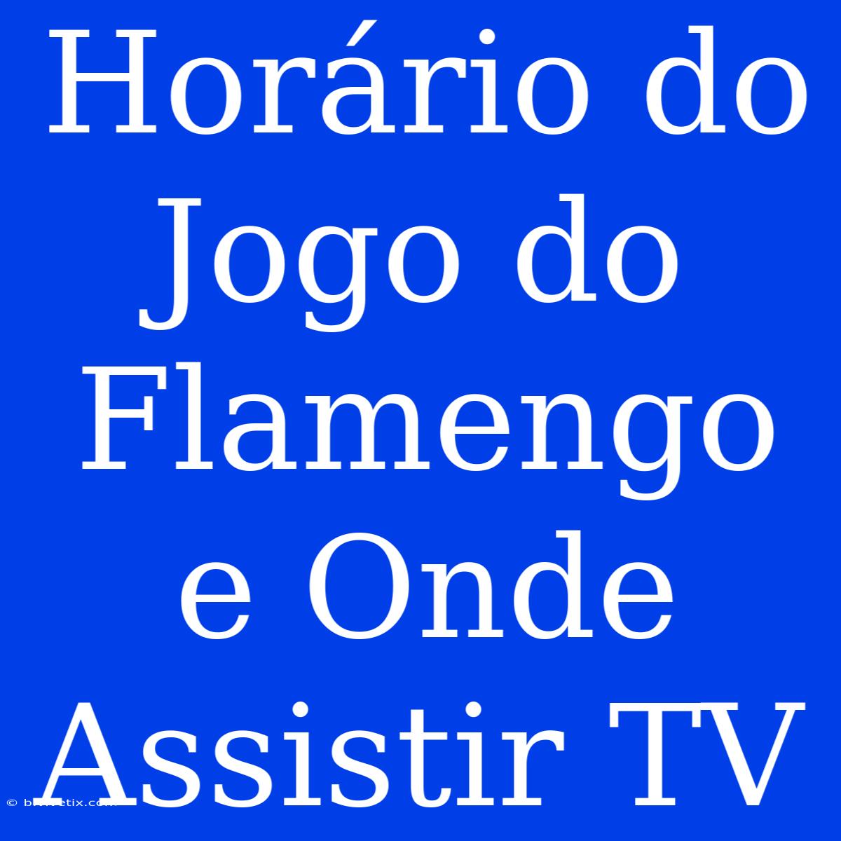 Horário Do Jogo Do Flamengo E Onde Assistir TV