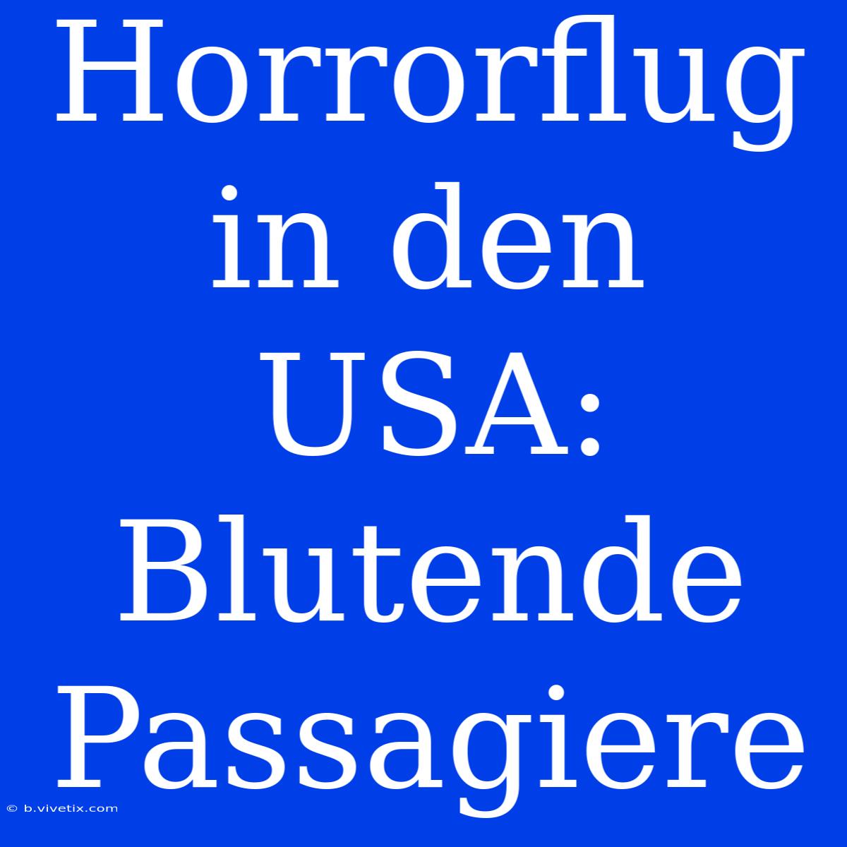 Horrorflug In Den USA: Blutende Passagiere