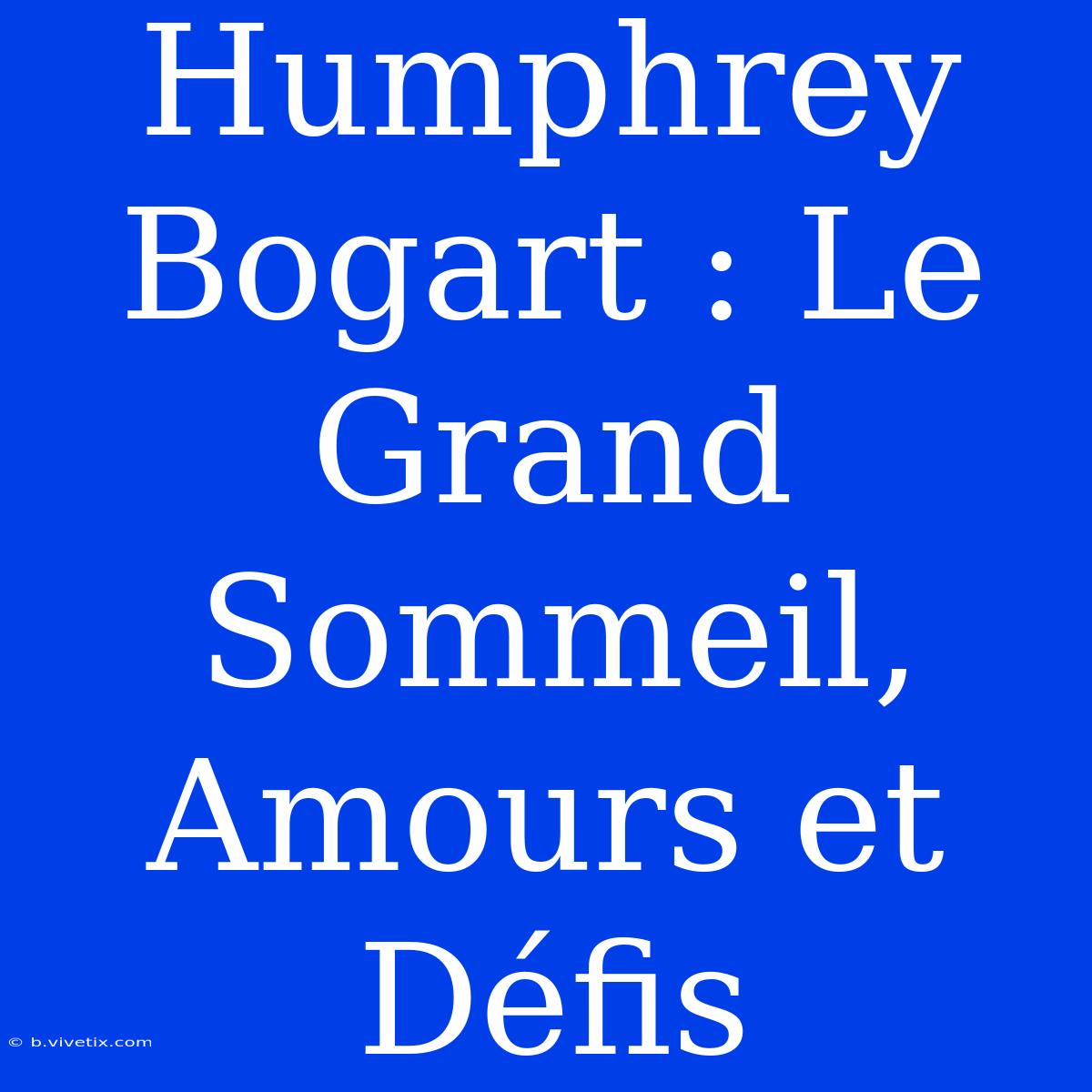 Humphrey Bogart : Le Grand Sommeil, Amours Et Défis