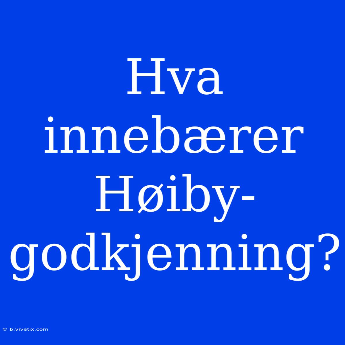 Hva Innebærer Høiby-godkjenning?