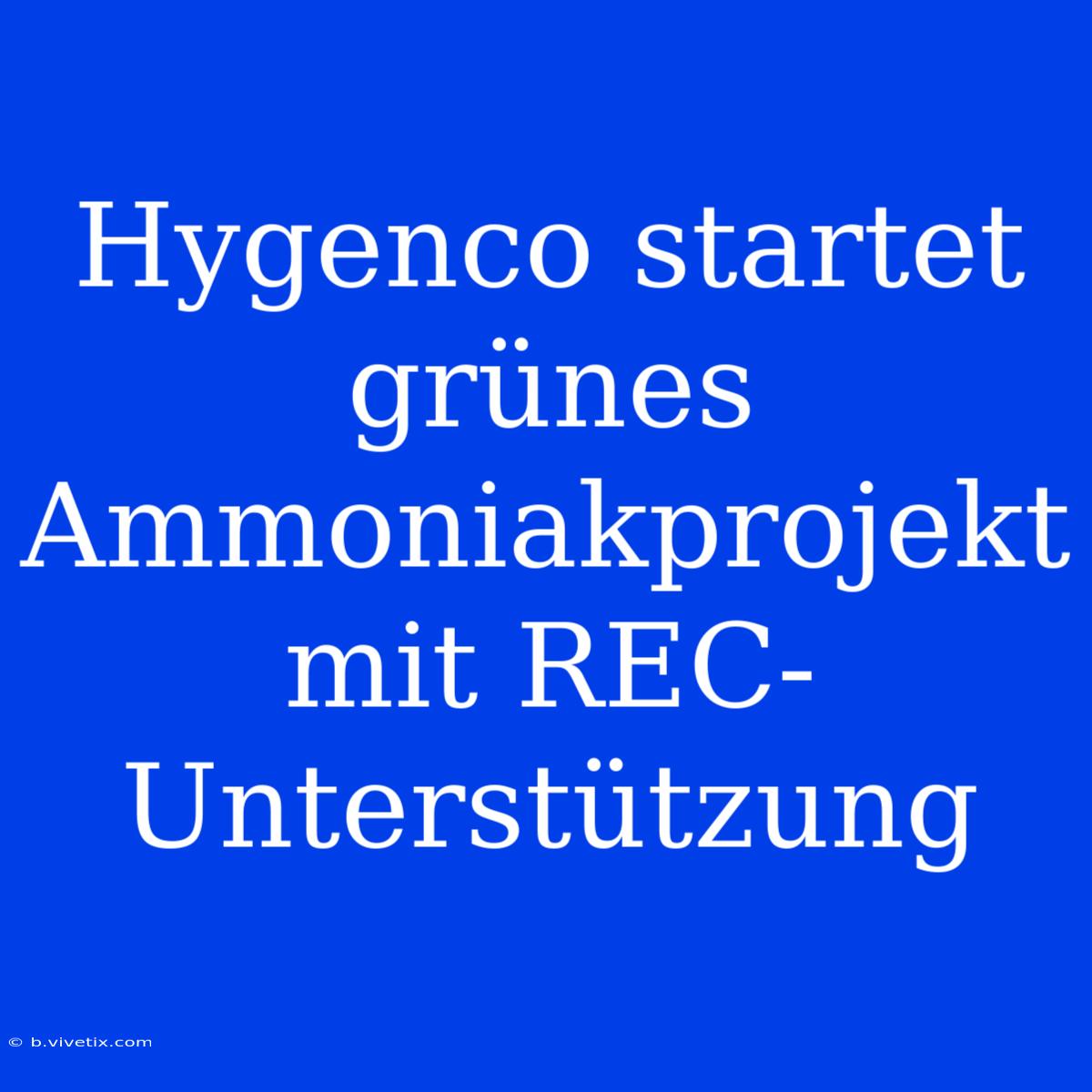 Hygenco Startet Grünes Ammoniakprojekt Mit REC-Unterstützung