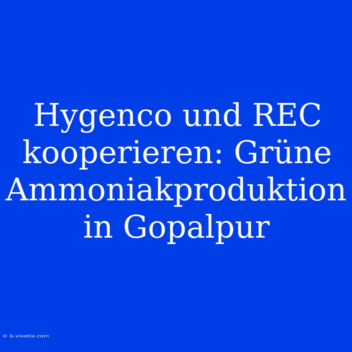 Hygenco Und REC Kooperieren: Grüne Ammoniakproduktion In Gopalpur