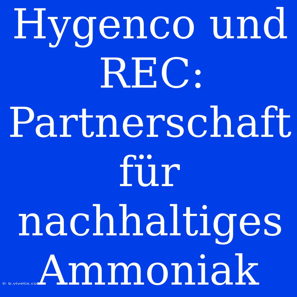 Hygenco Und REC: Partnerschaft Für Nachhaltiges Ammoniak