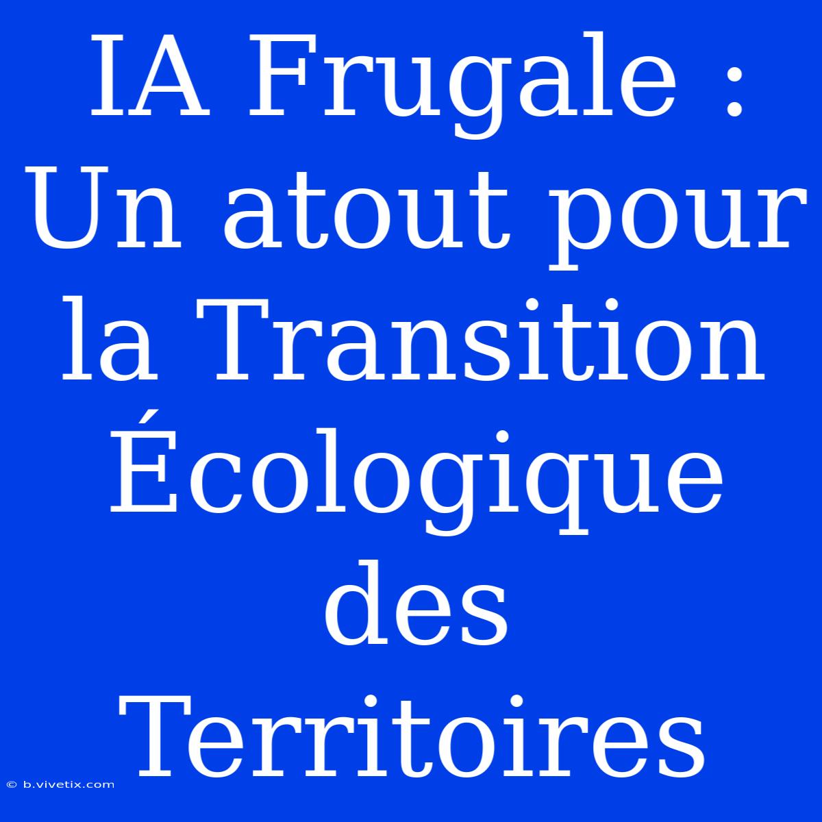 IA Frugale : Un Atout Pour La Transition Écologique Des Territoires