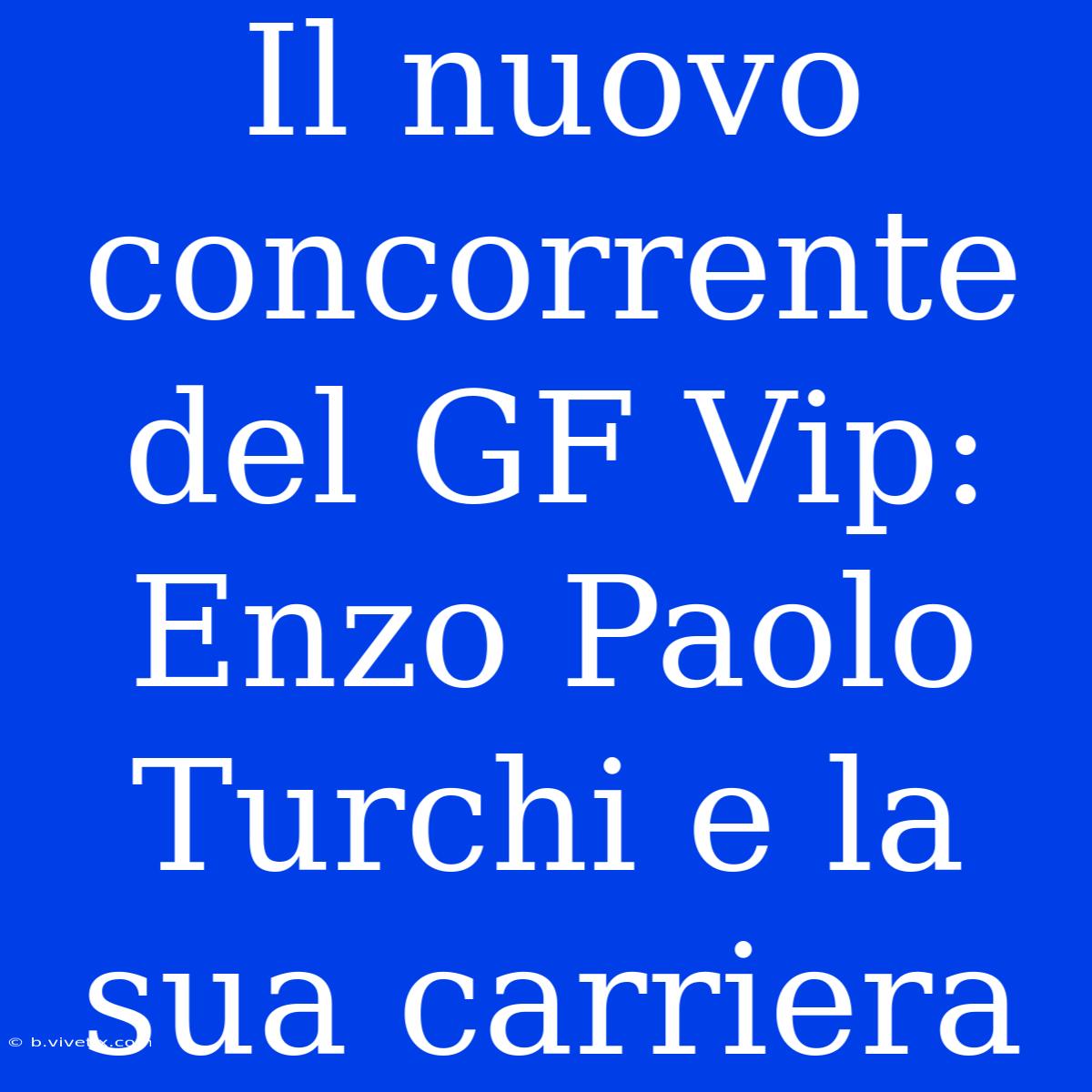 Il Nuovo Concorrente Del GF Vip: Enzo Paolo Turchi E La Sua Carriera