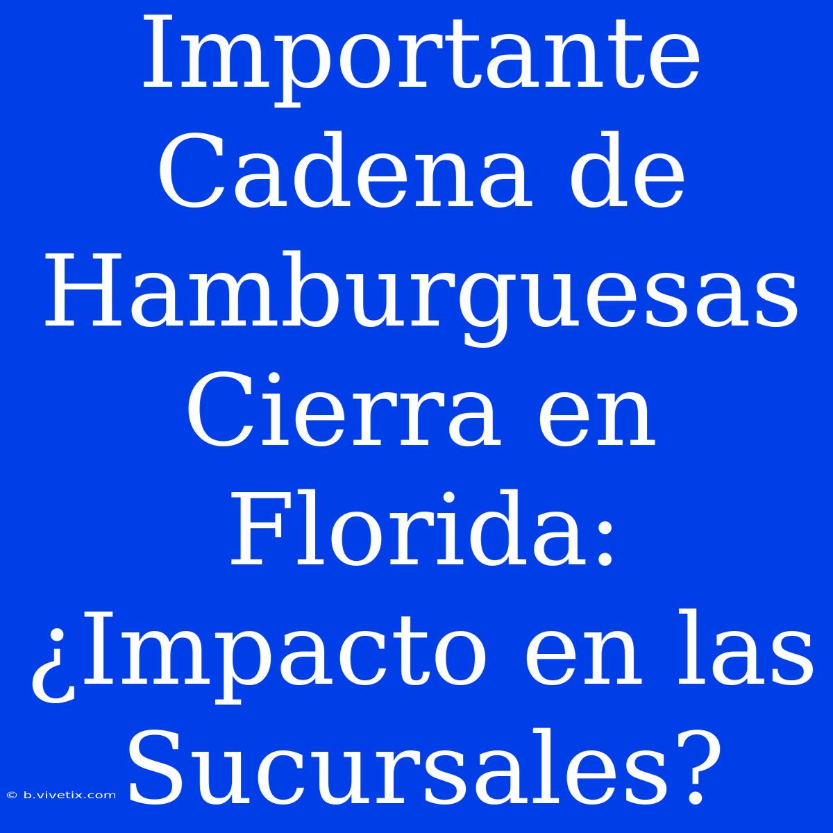 Importante Cadena De Hamburguesas Cierra En Florida: ¿Impacto En Las Sucursales?