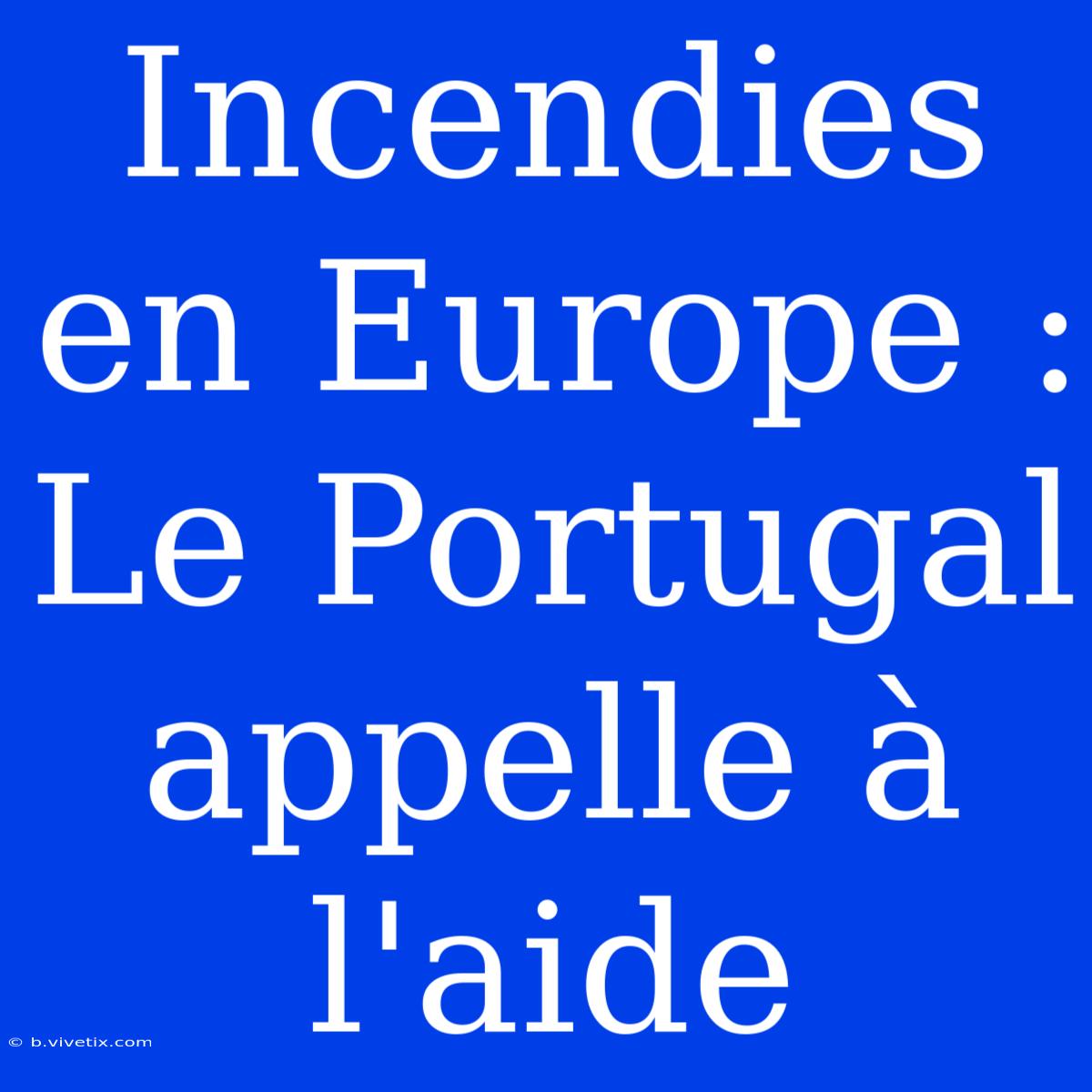 Incendies En Europe : Le Portugal Appelle À L'aide