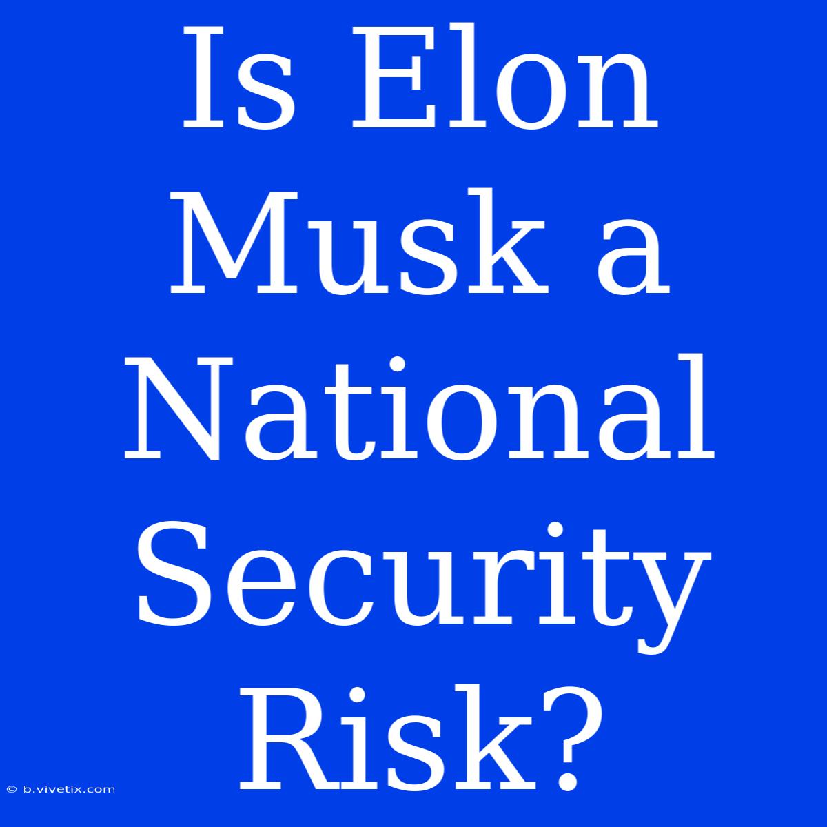 Is Elon Musk A National Security Risk?