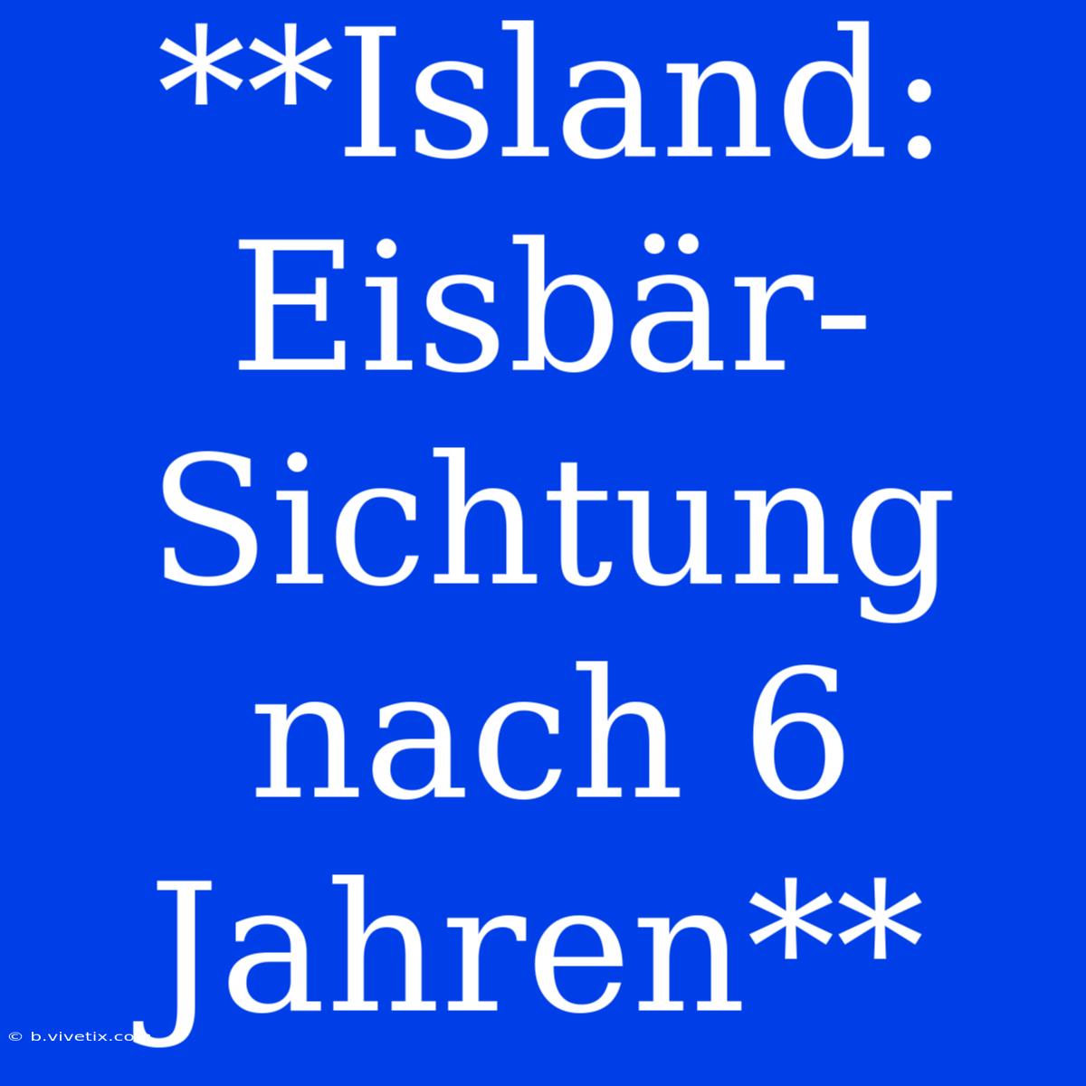 **Island: Eisbär-Sichtung Nach 6 Jahren**