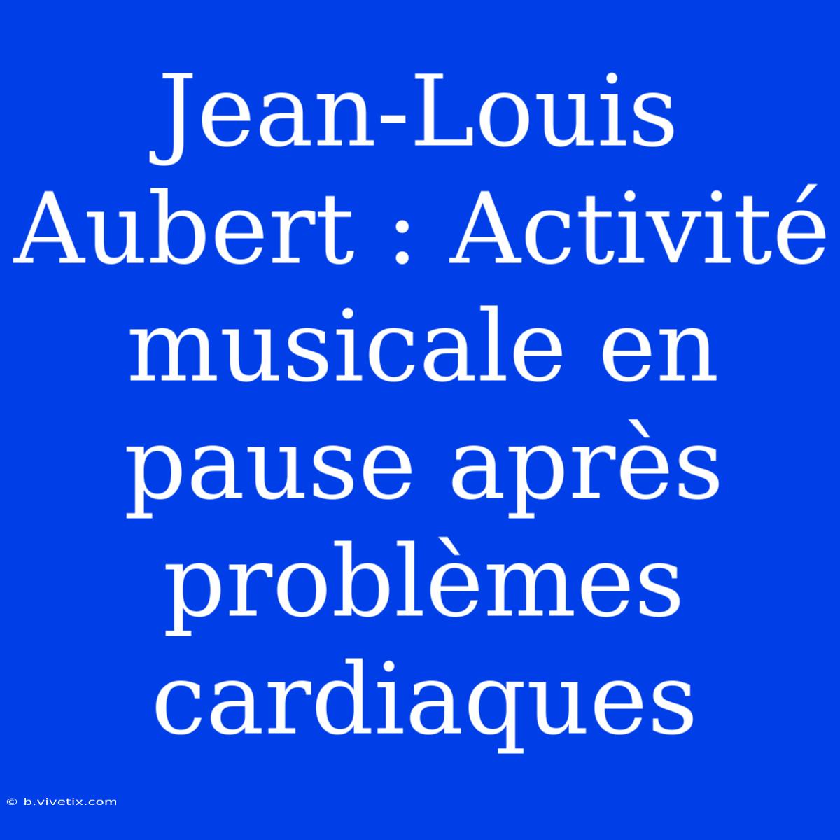 Jean-Louis Aubert : Activité Musicale En Pause Après Problèmes Cardiaques