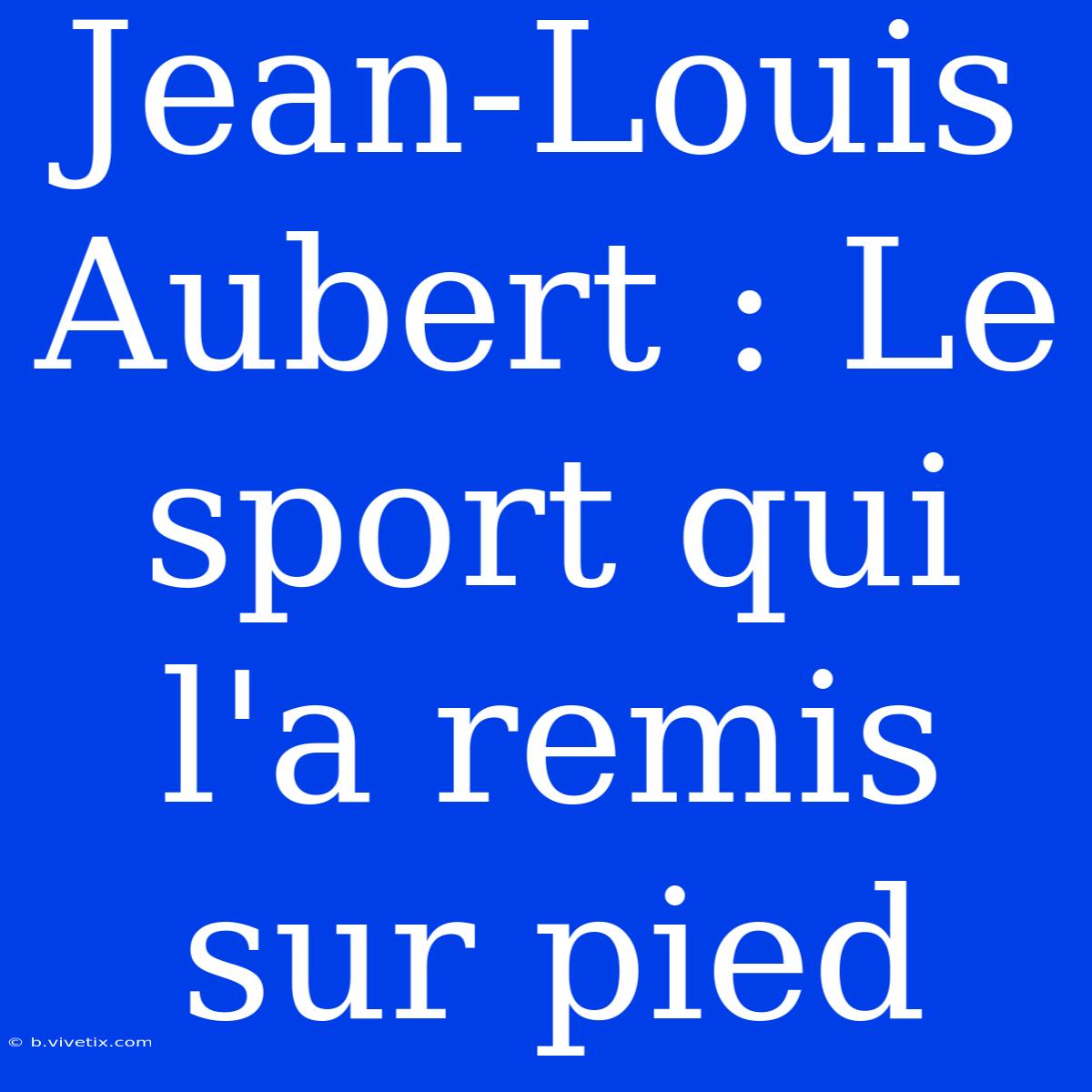 Jean-Louis Aubert : Le Sport Qui L'a Remis Sur Pied