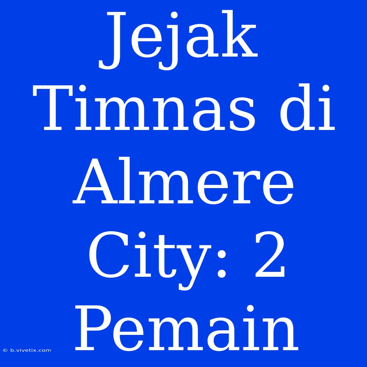 Jejak Timnas Di Almere City: 2 Pemain