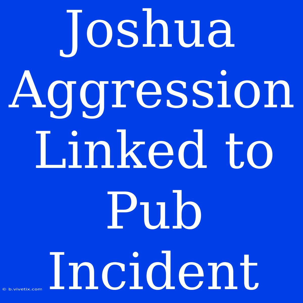 Joshua Aggression Linked To Pub Incident